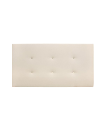 Cabecero tapizado de polipiel con botones en color beige de varias medidas