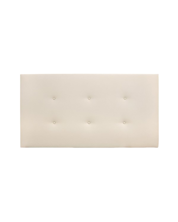 Cabecero tapizado de polipiel con botones en color beige de varias medidas