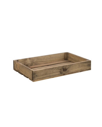 Caja de madera maciza en tono roble oscuro pequeña