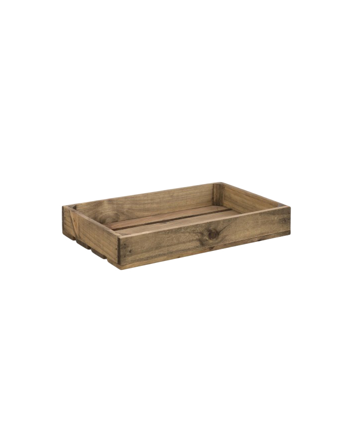 Caja de madera maciza en tono roble oscuro pequeña