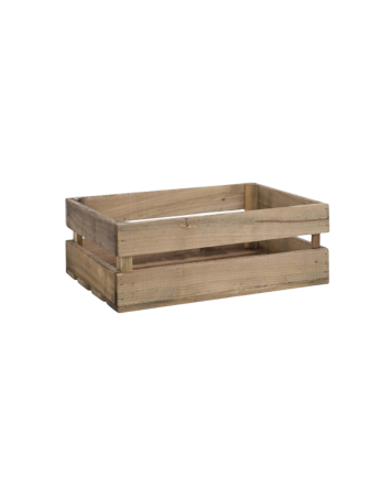Caja de madera maciza en tono roble oscuro mediana