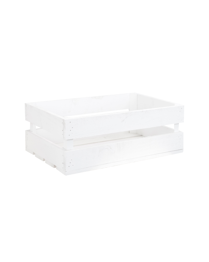 Caja de madera maciza en tono blanco mediana 