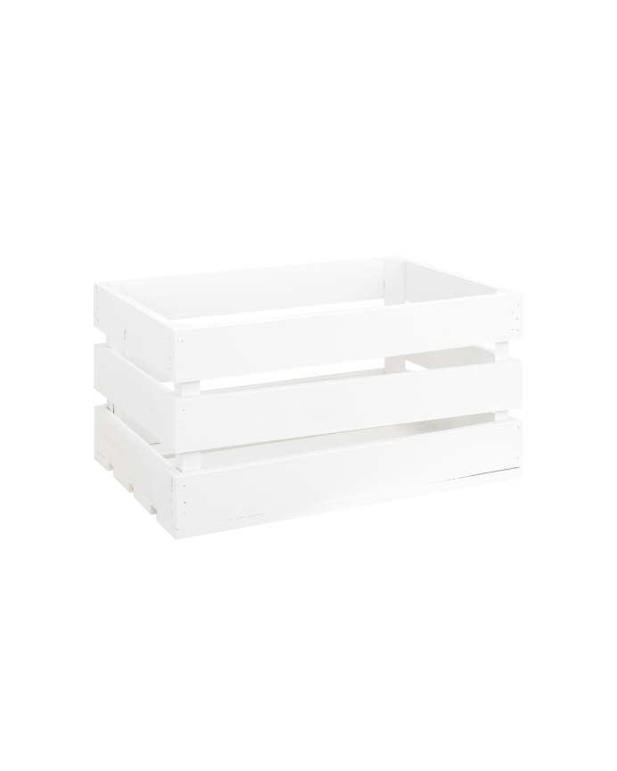 Caja de madera maciza en tono blanco grande