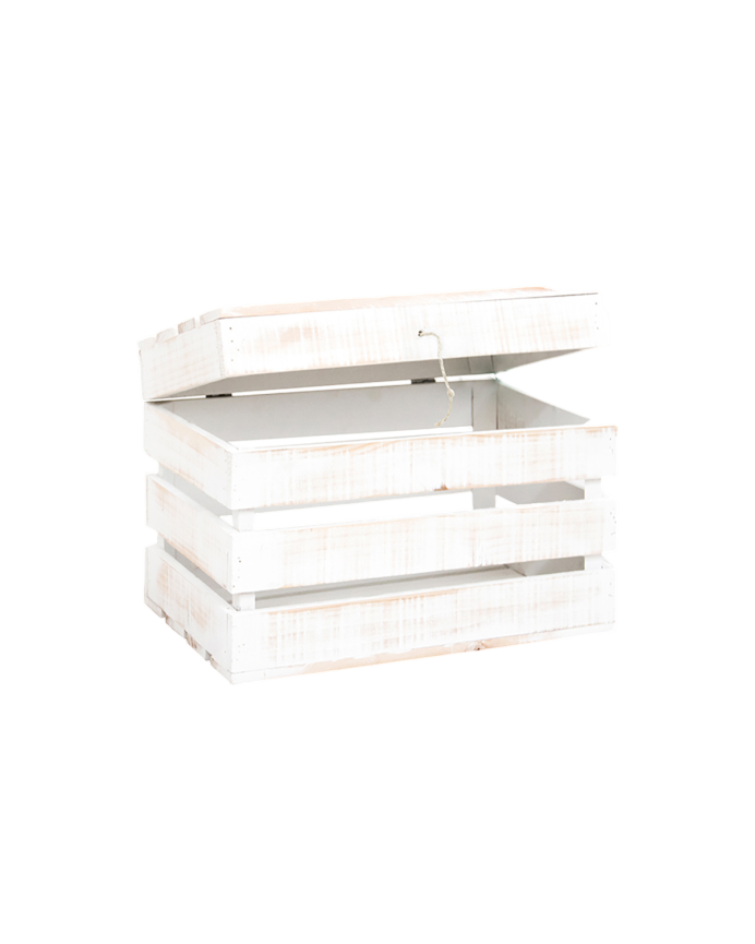 Baúl de madera maciza decapado de 39x33x30,5cm