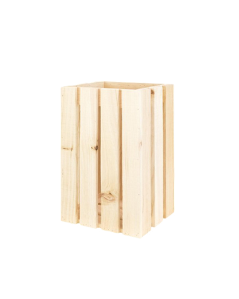 Papelera/Paragüero de madera maciza en tono natural 30,5x49x26,6cm