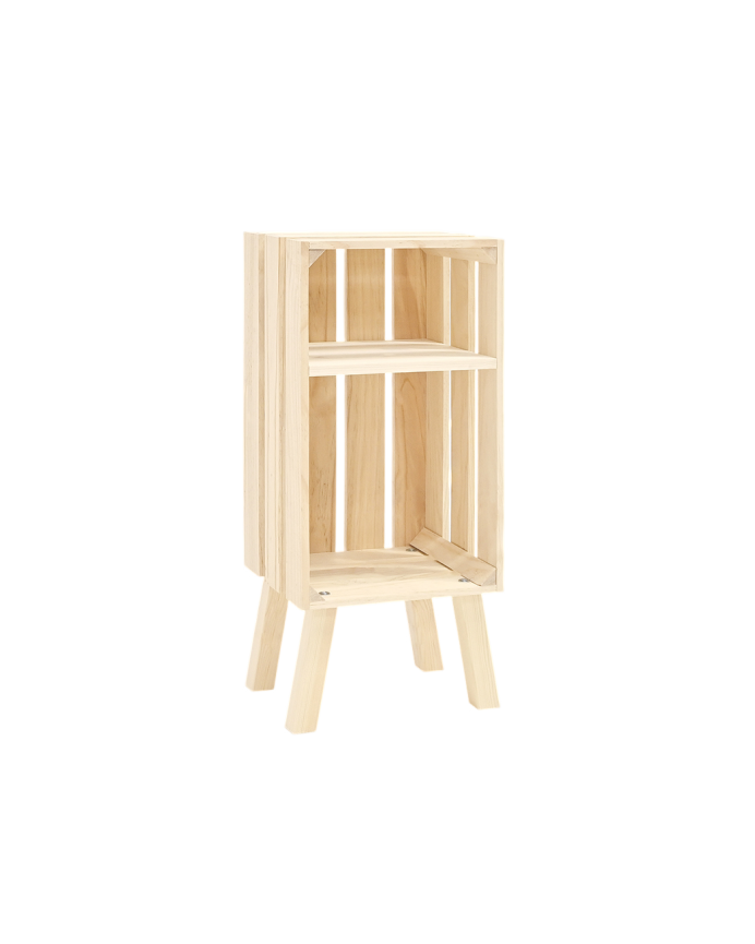 Mesita de noche de madera maciza en tono natural de 66x26cm
