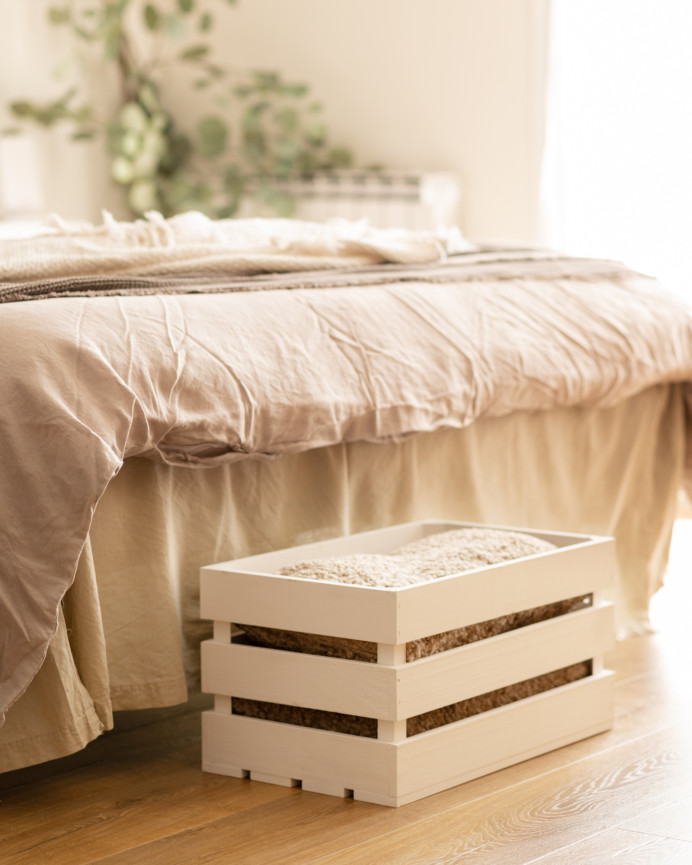 Caja de madera maciza en tono blanco grande