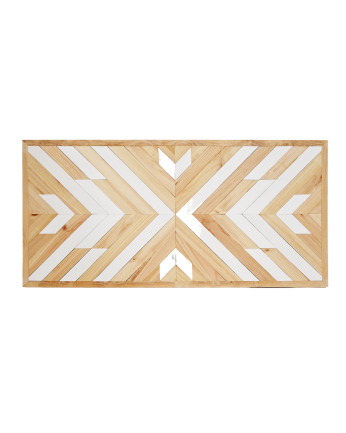 Cabecero de madera maciza estilo étnico en tonos natural y blanco de 80x165cm