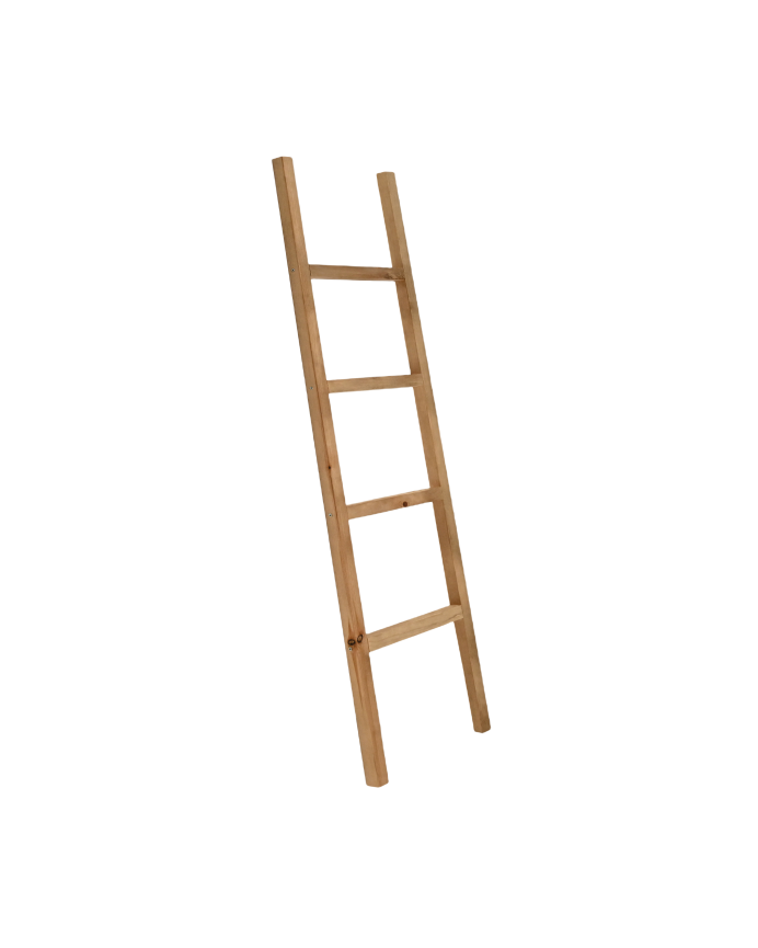 Escalera de madera maciza tono roble oscuro de 150x41cm