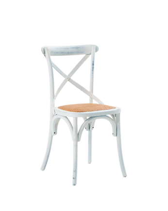 Sillas de madera de olmo con cruceta en el respaldo color blanco de 88x52cm