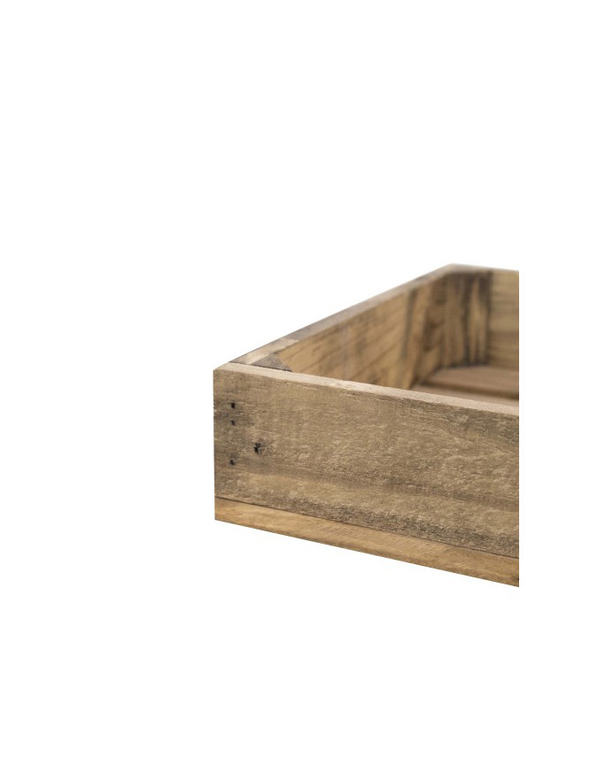 Caja de madera maciza en tono roble oscuro pequeña