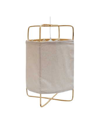 Lámpara de techo con estructura de bambú y pantalla de tela y lino tono natural de 60x40cm