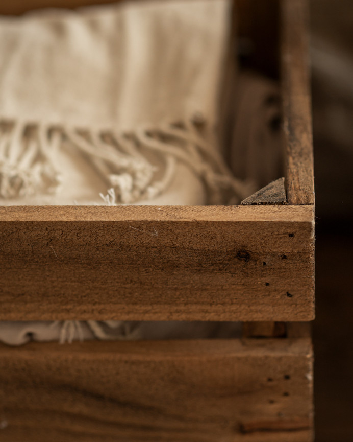 Caja de madera maciza en tono roble oscuro grande