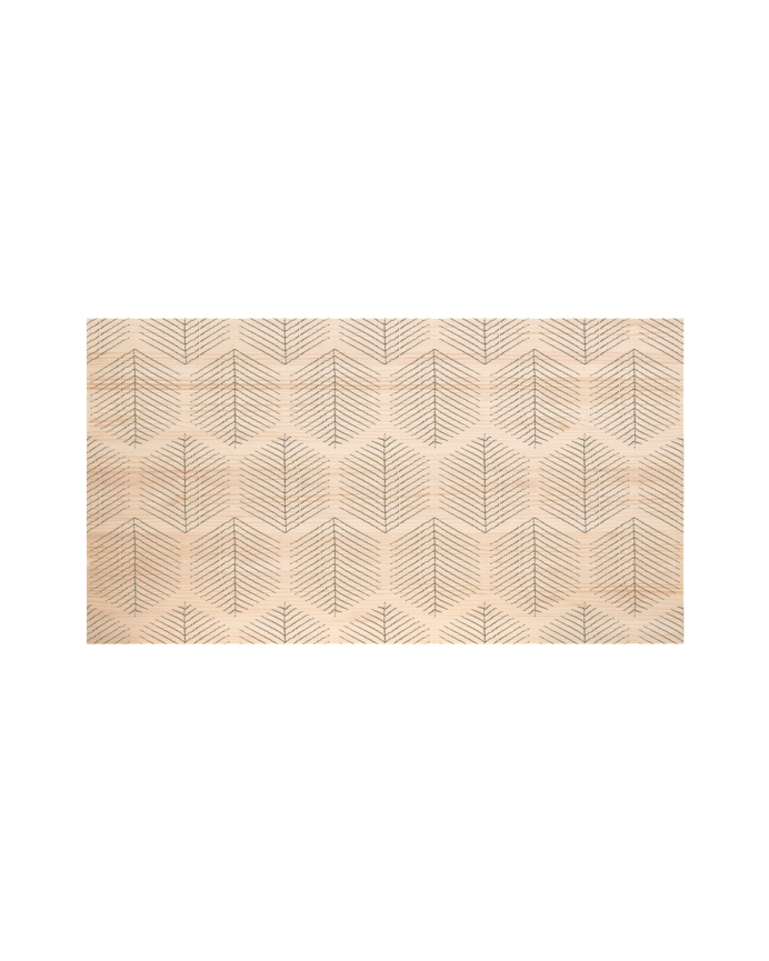 Cabecero de madera maciza estampado motivo Hojas hexagonales I en tono natural de varias medidas 