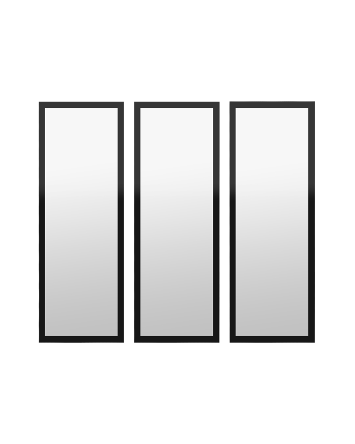 Set de 3 espejos de pared rectangulares de madera tono negro de 90x30cm
