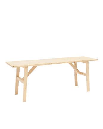 Banqueta de madera maciza en tono natural de 120x45cm