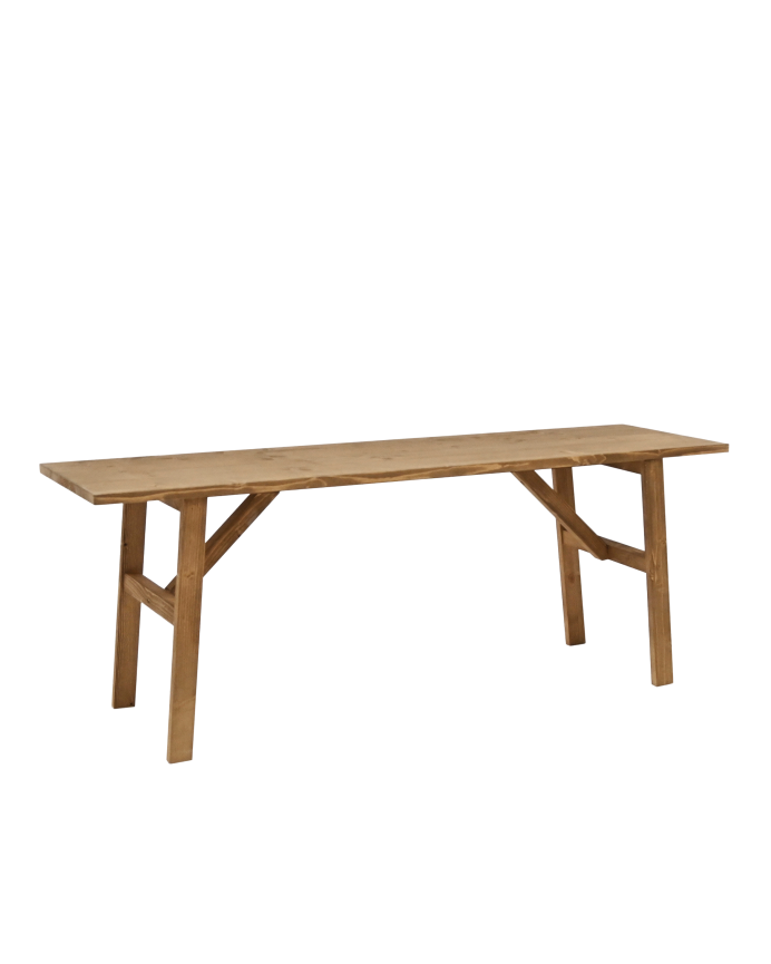Banqueta de madera maciza en tono roble oscuro de 120x45cm
