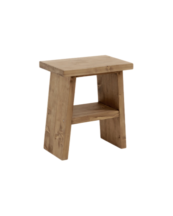 Mesita de noche o auxiliar madera maciza en tono roble oscuro de 45x39cm