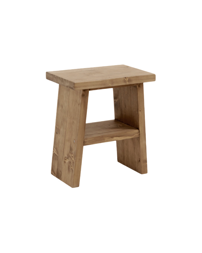 Mesita de noche o auxiliar madera maciza en tono roble oscuro de 45x39cm