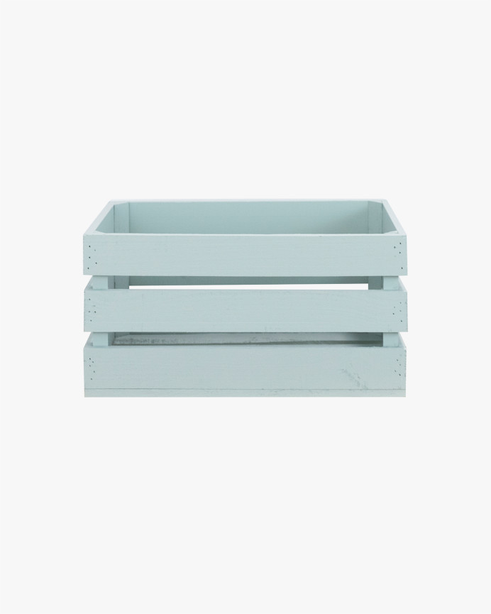 Caja de madera maciza en tono verde azulado grande