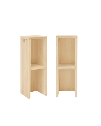 Pack 2 mesitas de noche o auxiliares de madera maciza en tono natural 60x20cm