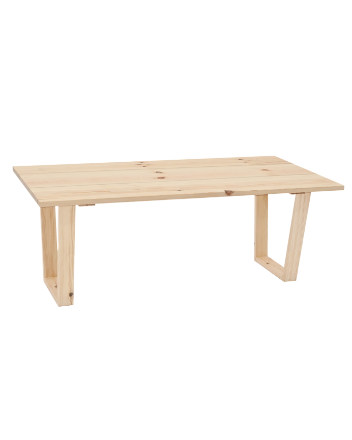 Mesa de centro de madera maciza acabado natural de 120x60cm