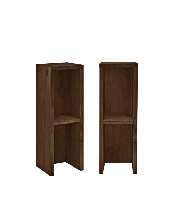 Pack 2 mesitas de noche o auxiliares de madera maciza en tono nogal 60x20cm