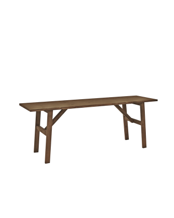 Banqueta de madera maciza en tono nogal de 120x45cm