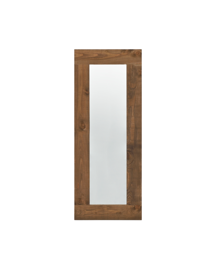 Espejo efecto madera maciza tono roble oscuro de 165x65cm
