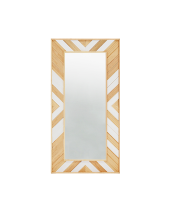 Espejo efecto madera maciza en tono natural y blanco de 163x84cm