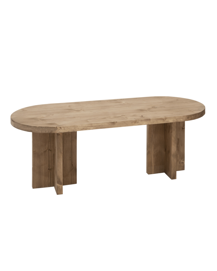 Mesa de centro de madera maciza en tono roble oscuro de de 120x50cm