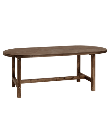 Mesa de comedor de madera maciza ovalada en tono nogal de varias medidas