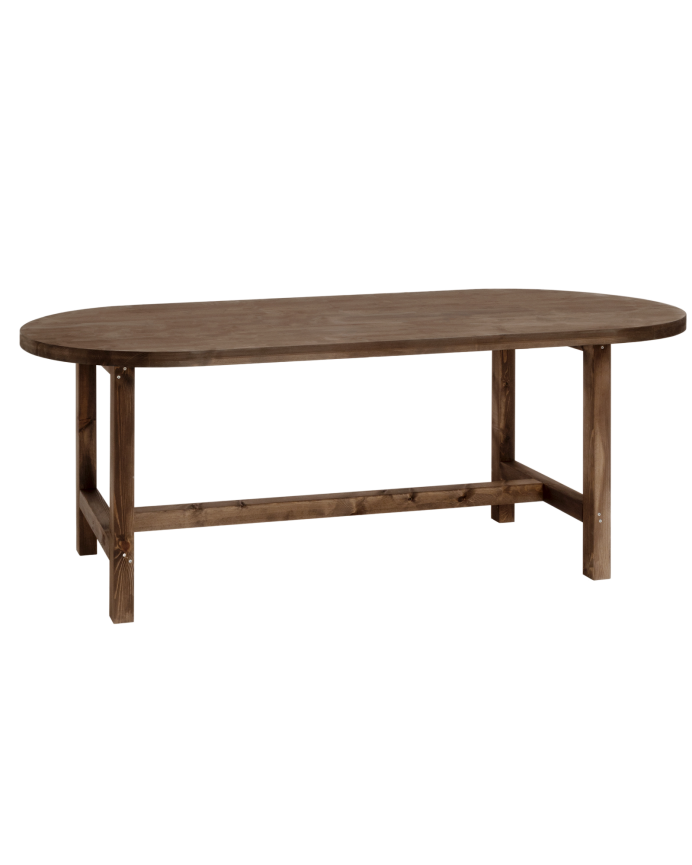 Mesa de comedor de madera maciza ovalada en tono nogal de varias medidas