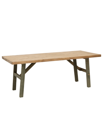 Mesa de centro de madera maciza acabado natural y verde 