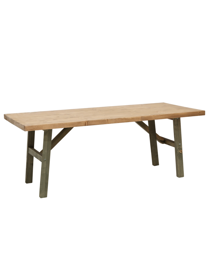 Mesa de centro de madera maciza acabado natural y verde 