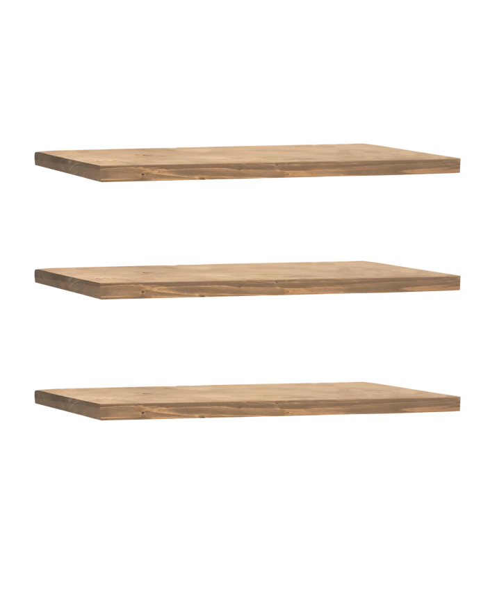 Pack 3 estanterías de madera maciza flotante acabado roble oscuro varias medidas
