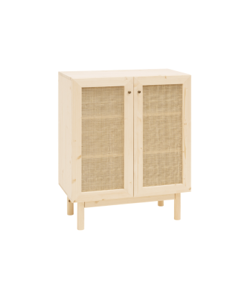 Aparador elaborado con madera de abeto y tejido de médula de ratán de 100x80