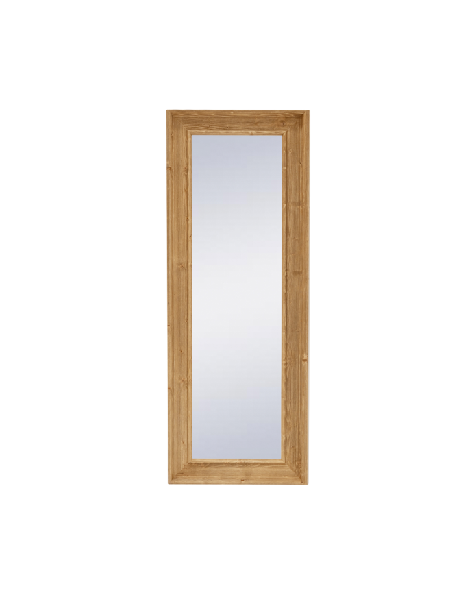 Espejo de madera maciza en forma rectangular acabado en roble oscuro en varias medias