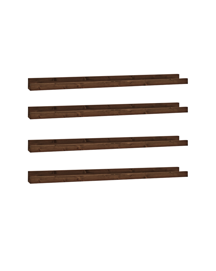 Pack 4 estantes de madera maciza flotante tono nogal varias medidas