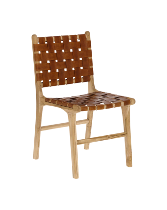 Sillas elaboradas con piel y madera de teca 80x46cm