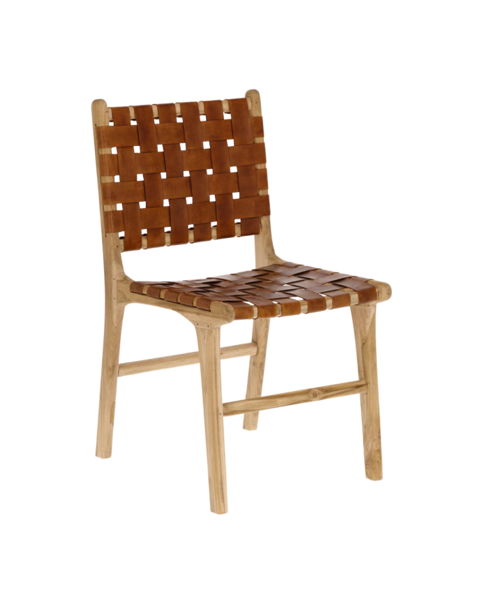 Sillas elaboradas con piel y madera de teca 80x46cm