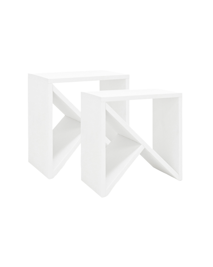 Pack 2 mesitas de madera maciza en tono blanco de varias medidas