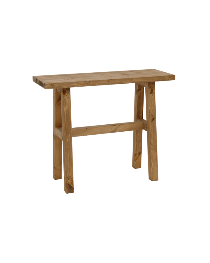 Consola de madera maciza en tono roble oscuro de 100x80cm