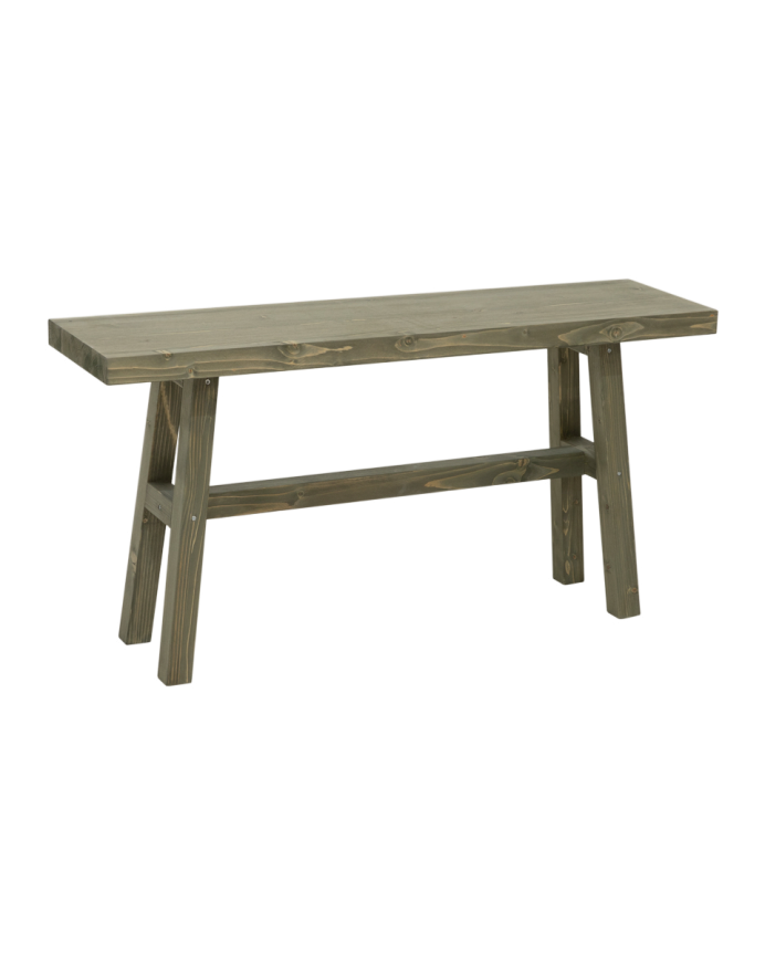 Banqueta de madera maciza en tono verde de 100x50cm
