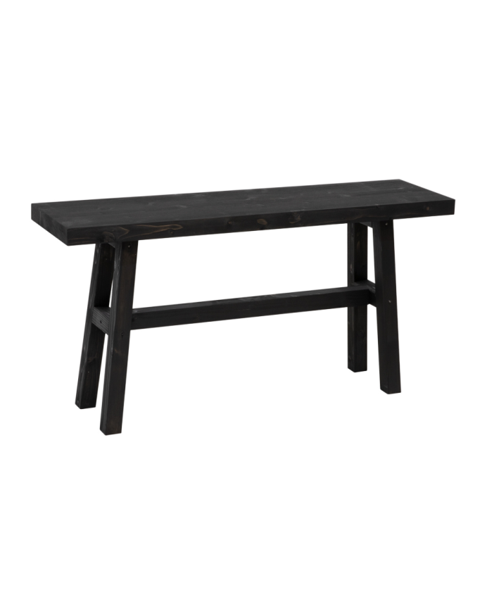 Banqueta de madera maciza en tono negro de 100x50cm
