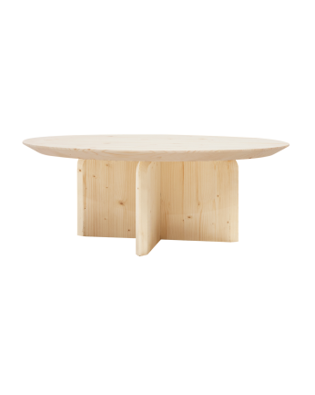 Mesa de centro redonda de madera maciza en tono natural de varias medidas