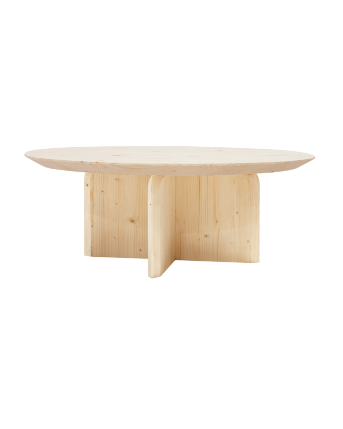 Mesa de centro redonda de madera maciza en tono natural de varias medidas