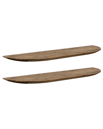 Pack 2 estanterías redondeadas de madera maciza flotantes tono roble oscuro varias medidas