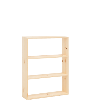 Estantería de madera maciza tono natural con 2 estantes