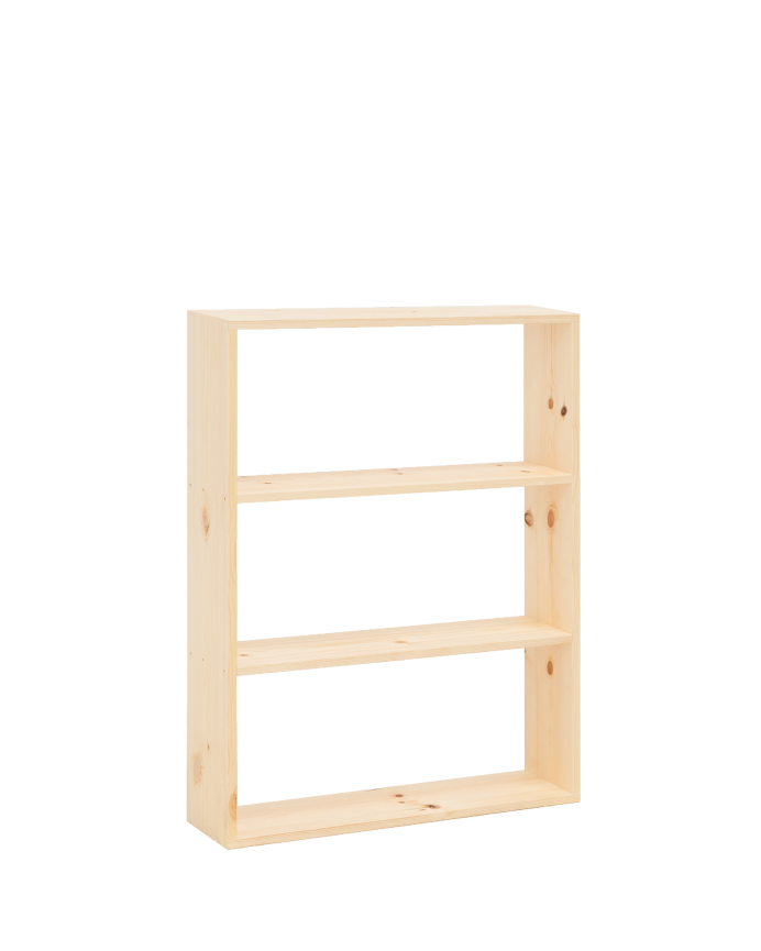 Estantería de madera maciza tono natural con 2 estantes